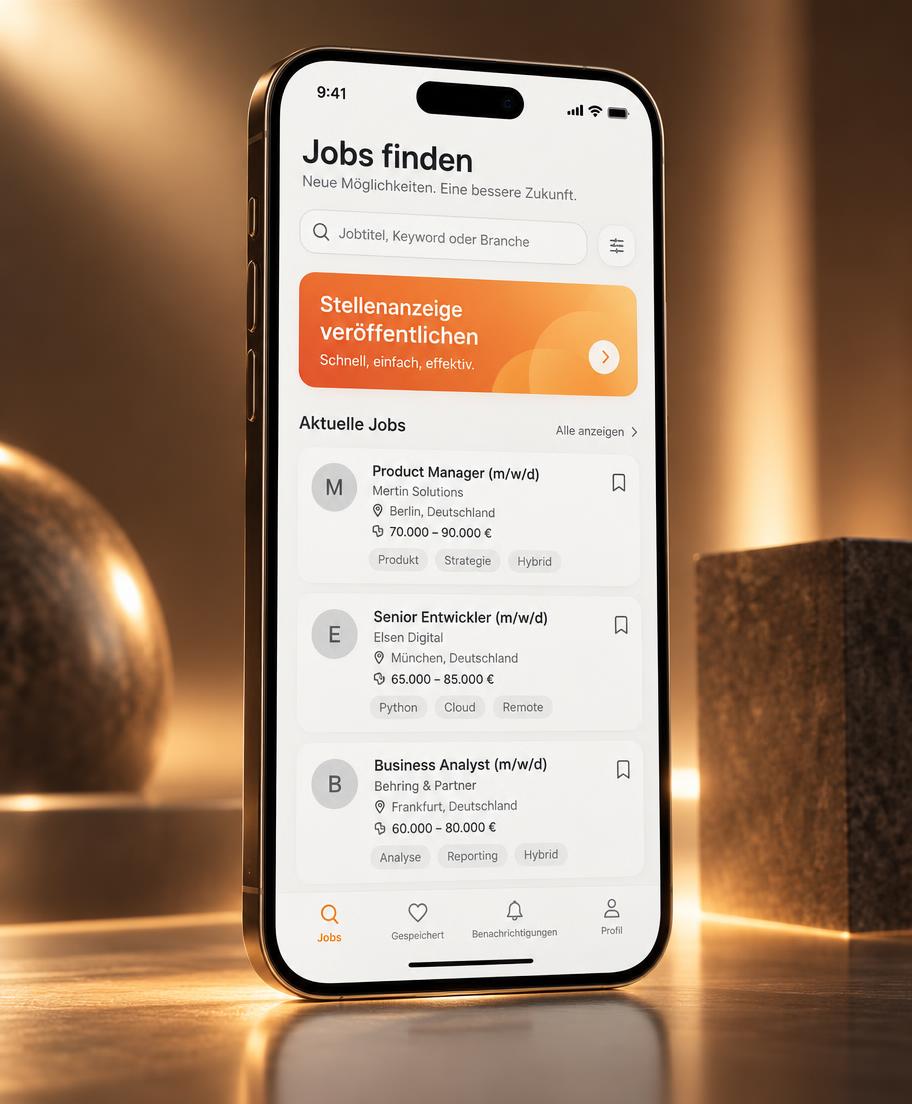 Phone showing open roles, shortlists and interview schedules